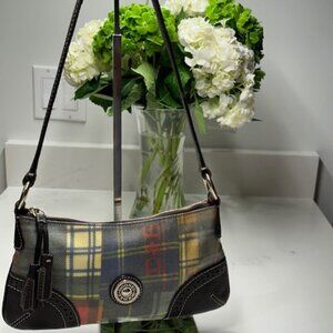 Vintage Dooney & Bourke Lady Bug Plaid Coated Canvas Shoulder Bag/Tote EUC!